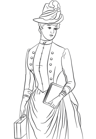 Victorian Lady From Victorian Era Coloring Page